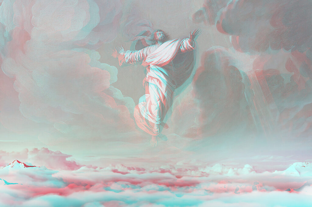Stylized Image of Jesus ascending into Heaven